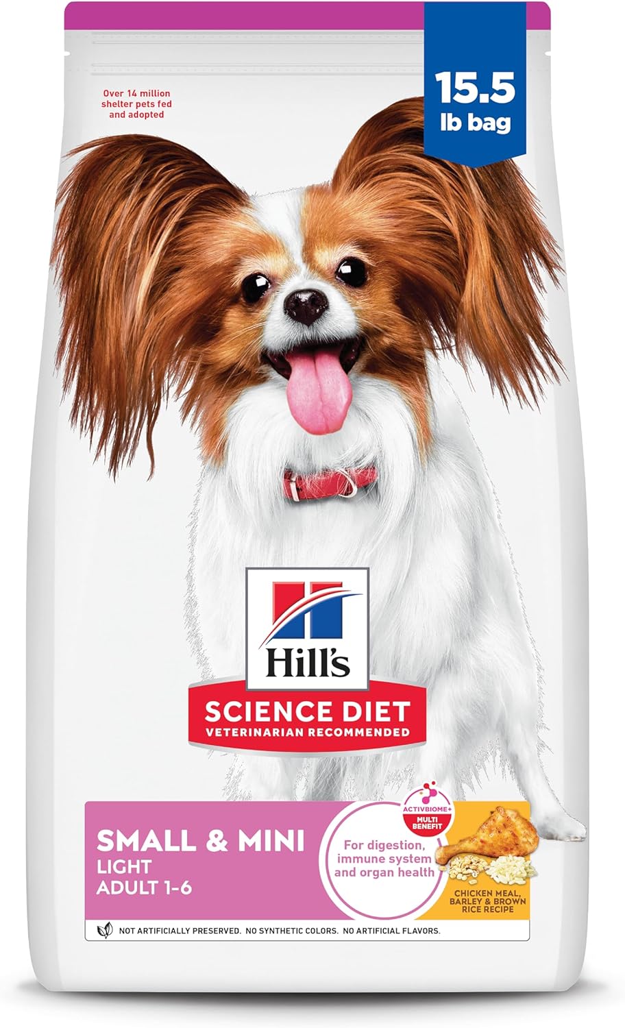 Hill's Science Diet Light , Adult 1-6, Small & Mini Breeds Weight Management Support, Dry Dog Food, Chicken & Barley, 15.5 lb Bag