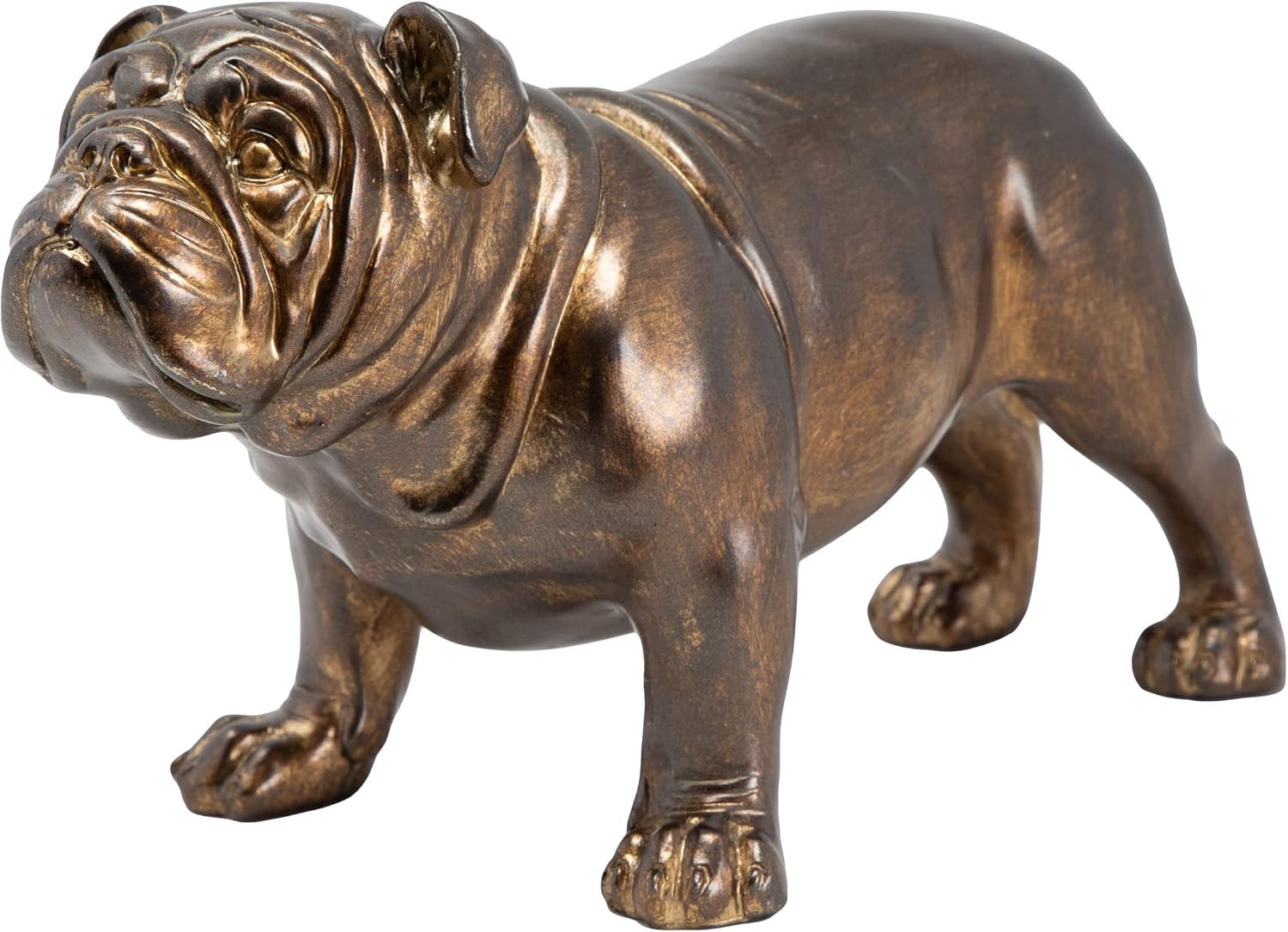THORNE ANTIQUES AND COLLECTABLES Bronzed Resin Sculpture of The Popular British Bulldog Breed of Dogs | Classic Standing Pose Dog Ornament in Antique Bronze Finish