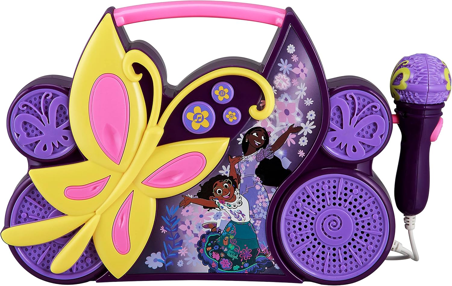 eKids Disney Encanto Sing Along Boom Box Speaker with Microphone for Fans of Disney Toys, Kids Karaoke Machine with Built in Music