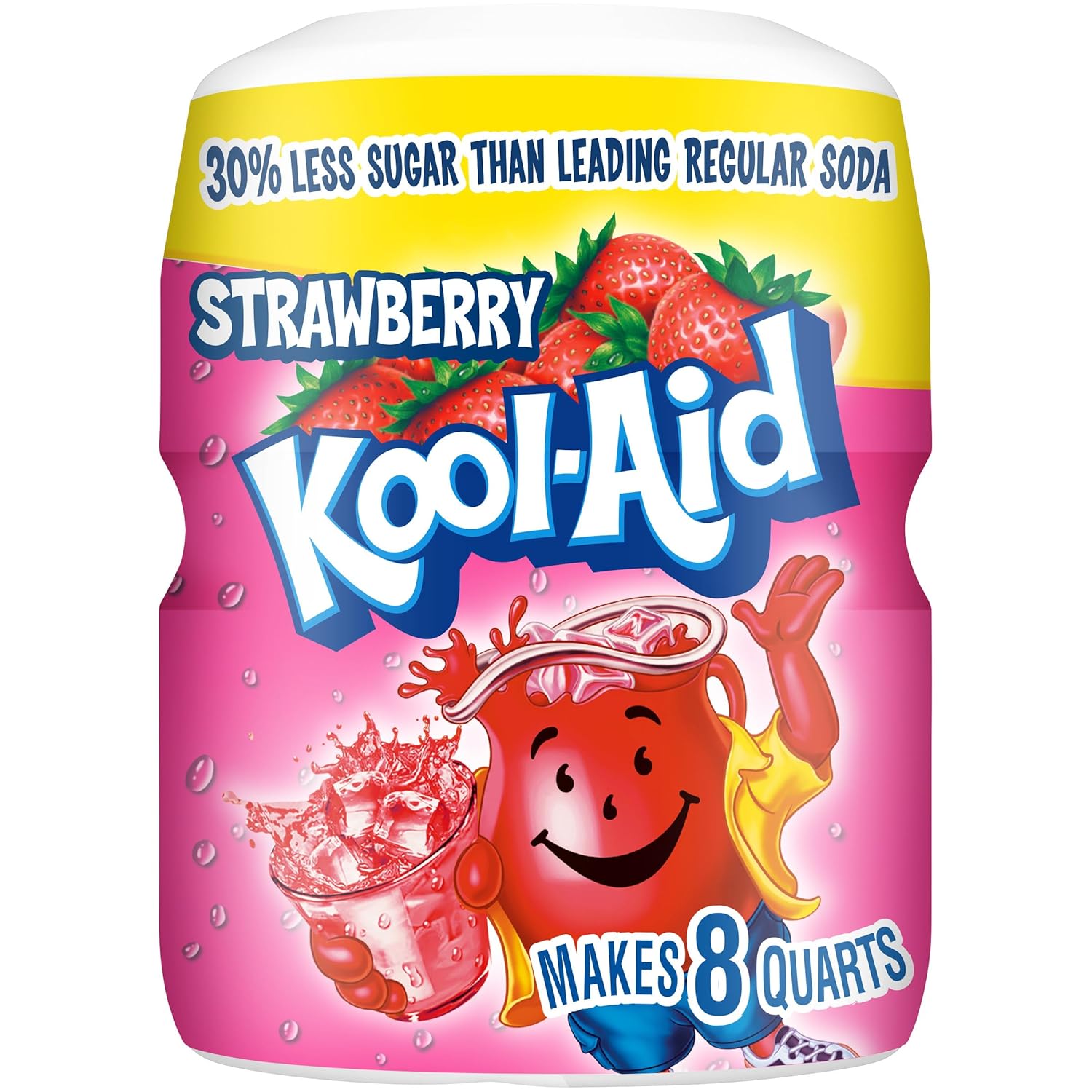 Kool-Aid Sugar-Sweetened Strawberry Artificially Flavored Powdered Soft Drink Mix, 19 oz Canister