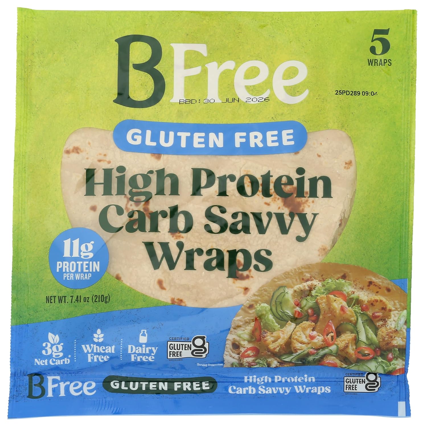 BFree High Protein Carb Savvy Tortillas, 7.41 OZ - 5 Tortillas (Pack of 1)