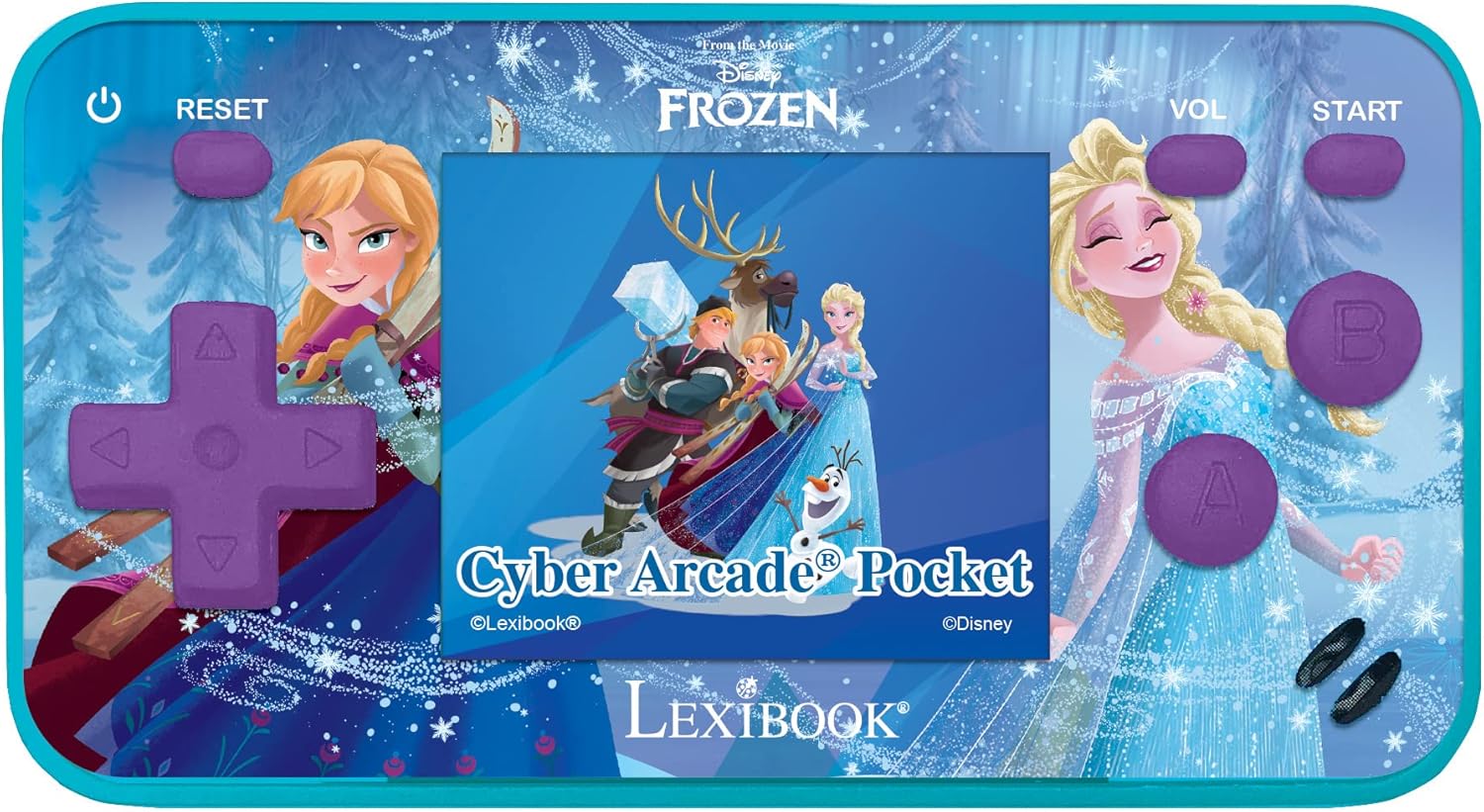 Lexibook Frozen Arcade Pocket Portable Gaming Console, 150 Games, LCD, Battery Operated, Purple / Blue, JL1895FZ