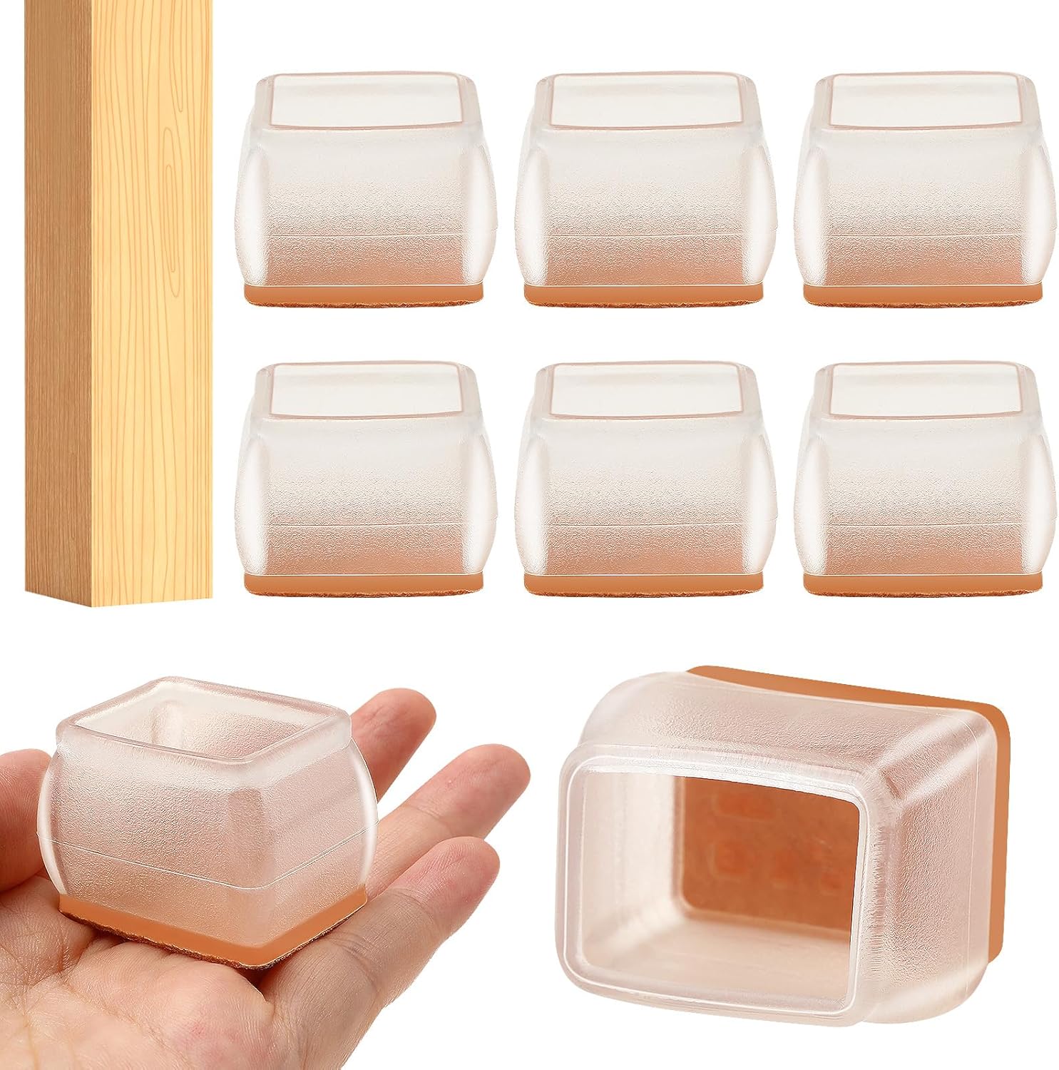SMCEHEYA 8 PCS Chair Leg Floor Protectors Rectangle, floor protectors for furniture legs, chair leg protectors, Free Moving Table Leg Covers - for Prevent Hardwood Floor Scratches and Reduce Noise