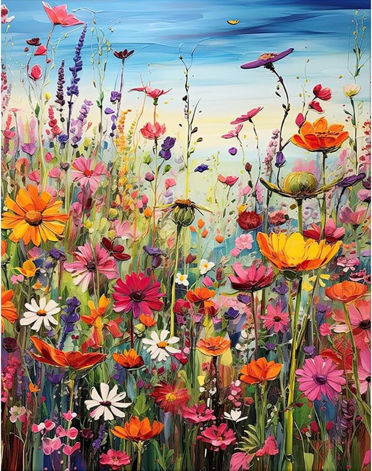 HITIRECOVI Wild Flowers Paint by Numbers Kits for Adults,Flower Paint by Numbers Kits,Adult Paint by Number Kits on Canvas Flowers,Home Wall Decor(16x20in)