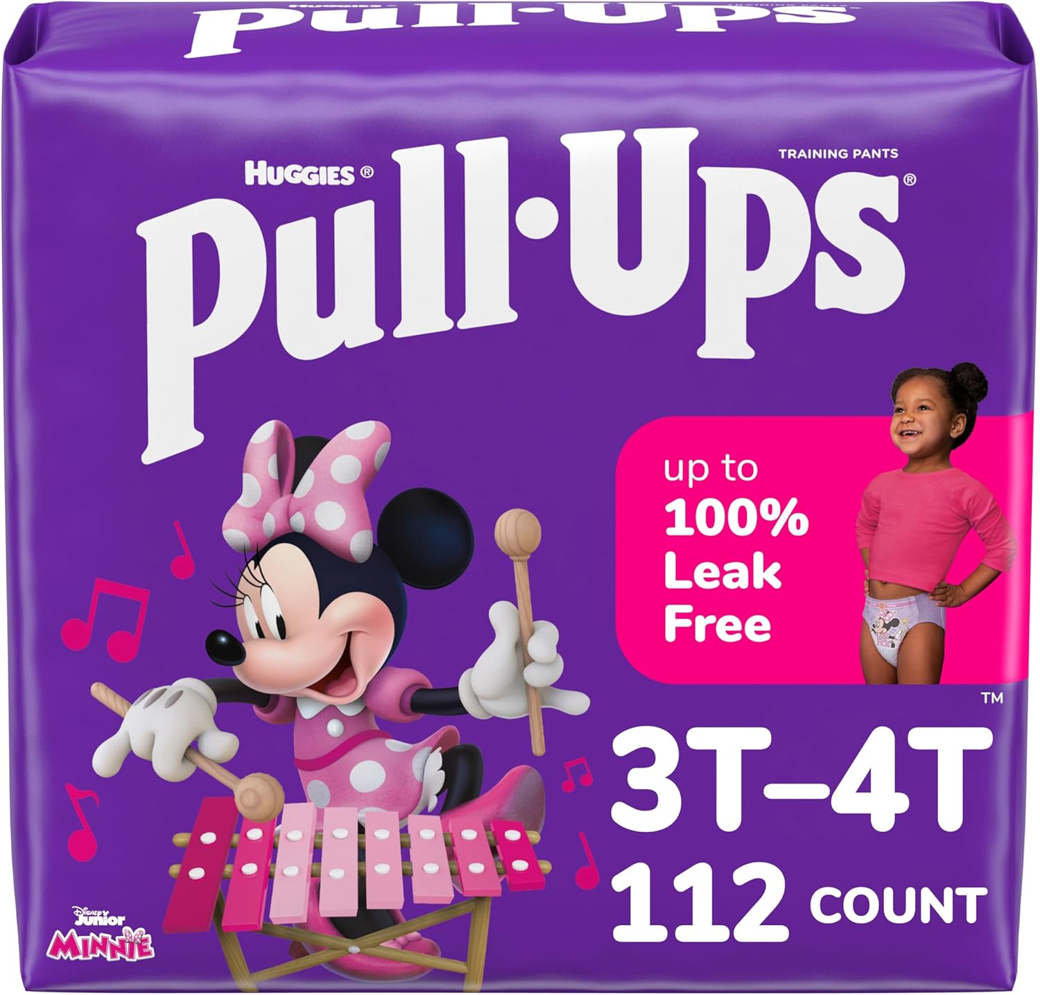 Pull-Ups Girls' Potty Training Pants, Size 3T-4T Training Underwear (32-40 lbs), 112 Count (4 Packs of 28)