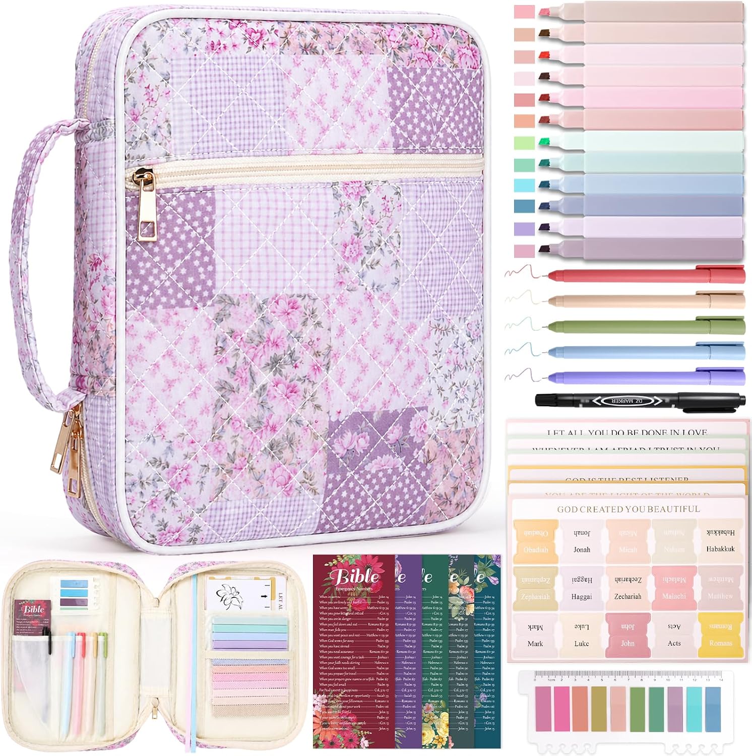 Bible Cover Case for Women Bible Bag Journaling Kit w/Study Supplies