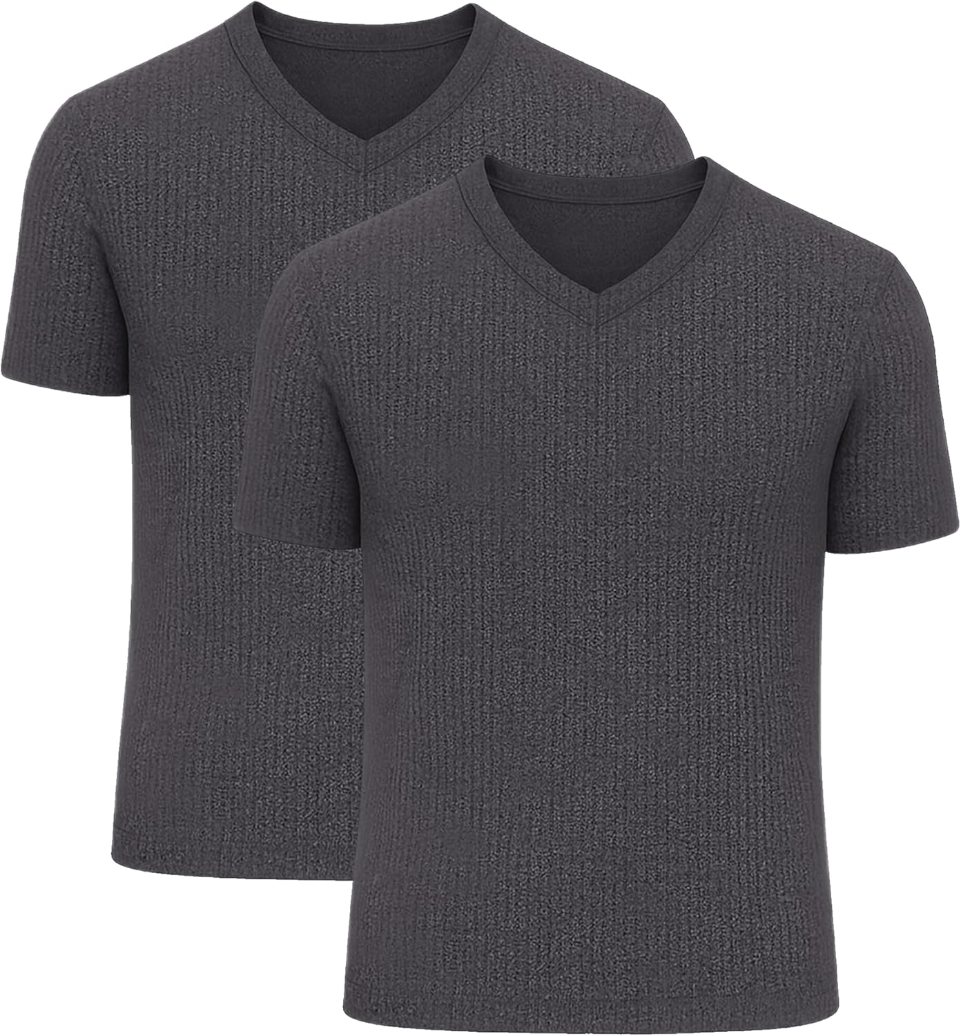 Octave® Men's Thermal V Neck Short Sleeve(Pack of 1,2,3,6,12) Body Warmer Baselayer Thermal Underwear Inner Vest for Men's Winter Warm Cotton Thermal(XS,S,M,L,XL,XXL,3XL,4XL,5XL)(White,Charcoal)