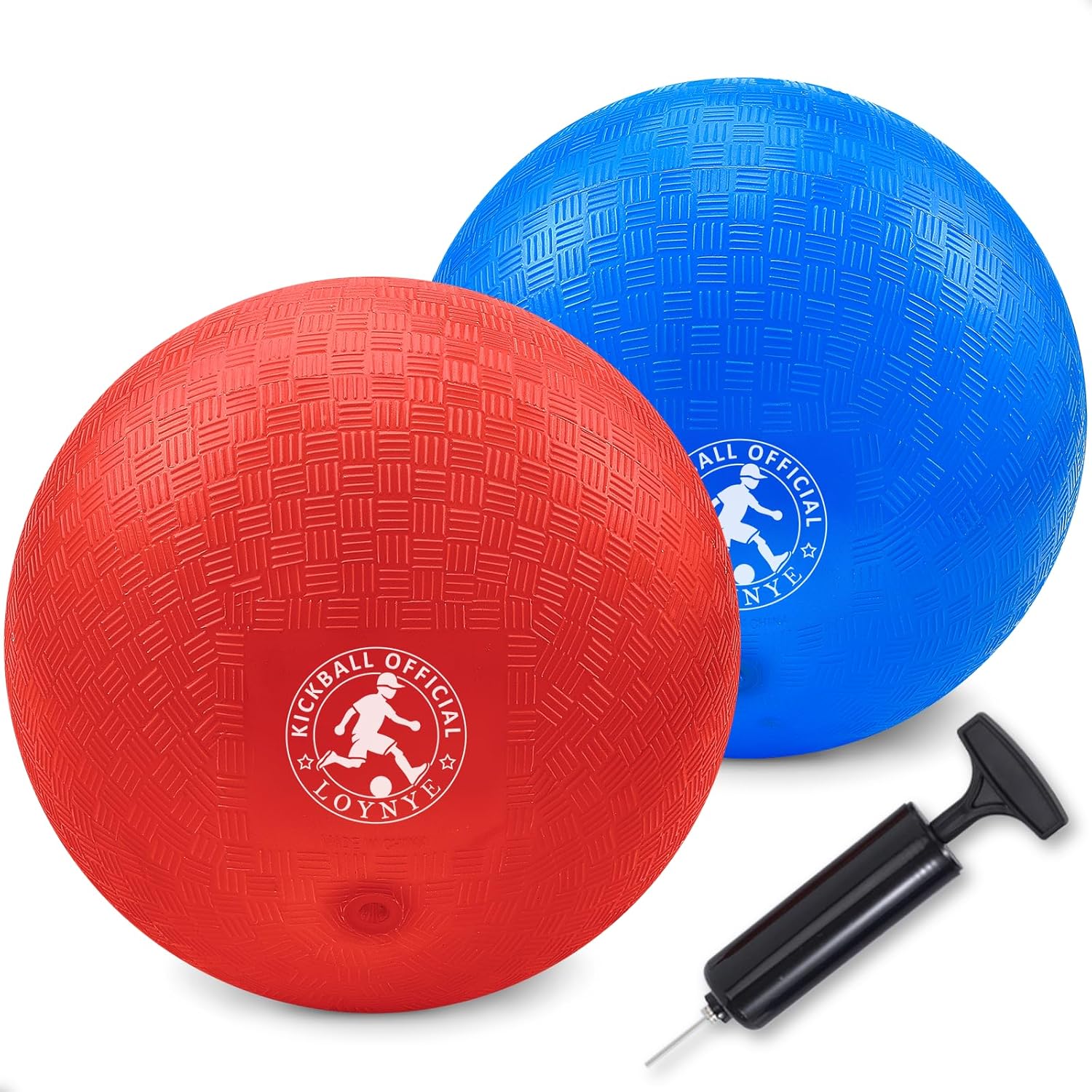 10 Inch Dodgeball Balls Playground Ball Kickball, Dodge Balls for Kids, Kickballs Handball for Indoor Outdoor Games Four Square Balls, Includes Pump