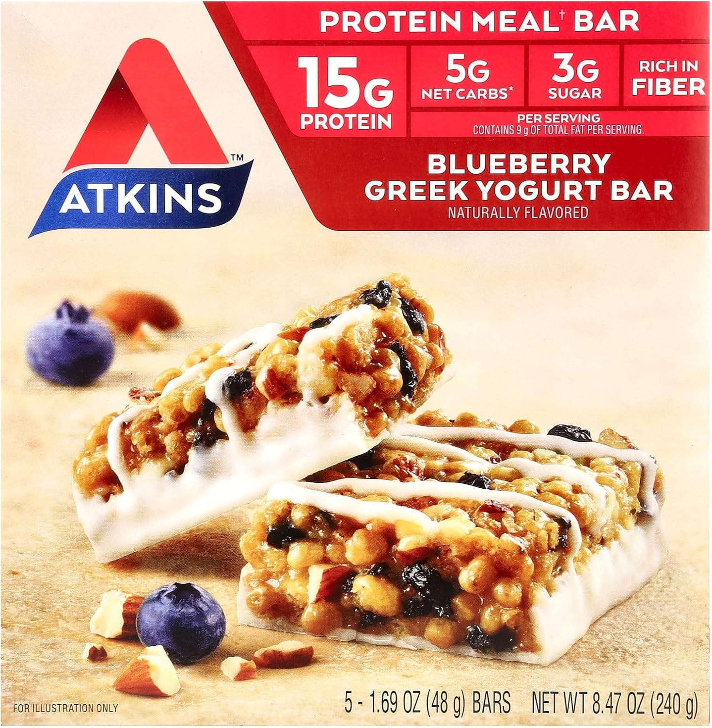 Atkins Advantage Meal Bars - Blueberry Greek Yoghurt x 5 bars