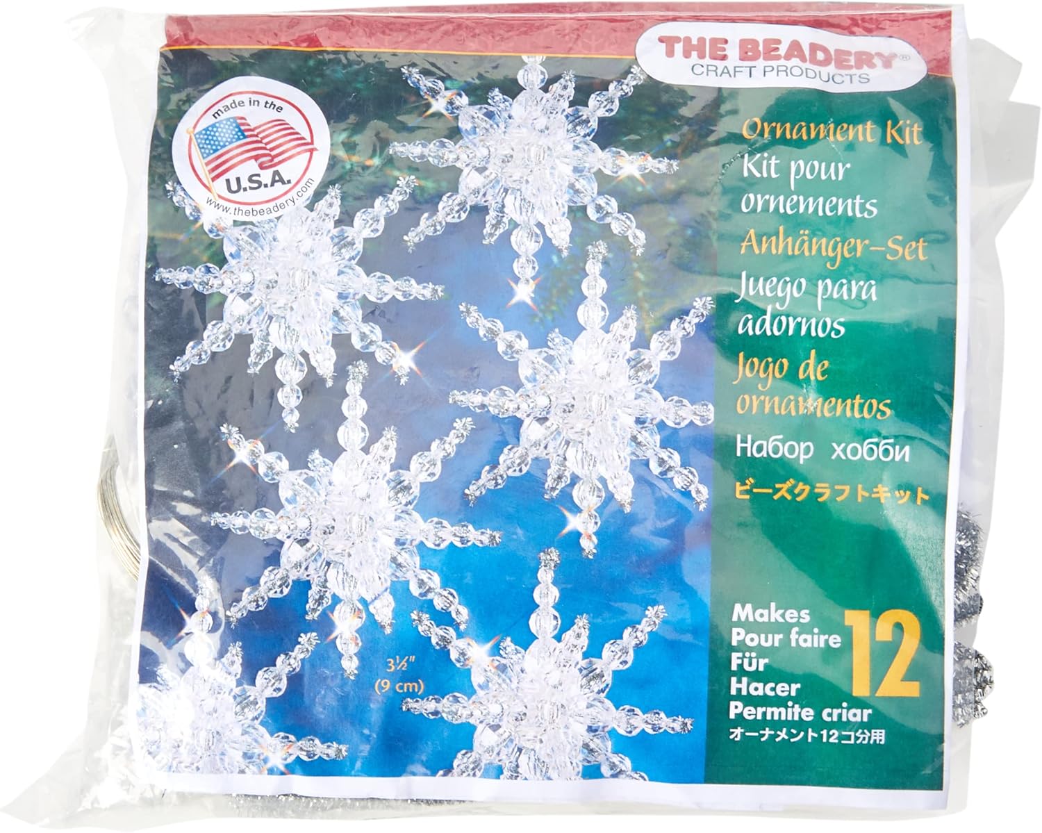 Beadery BOK-7282 Holiday Beaded Ornament Kit Snow Clusters 3.5-inch Makes 12