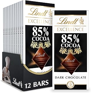 Lindt EXCELLENCE 85% Cocoa Dark Chocolate Bar, Dark Chocolate Candy, 3.5 oz. (12 Pack)