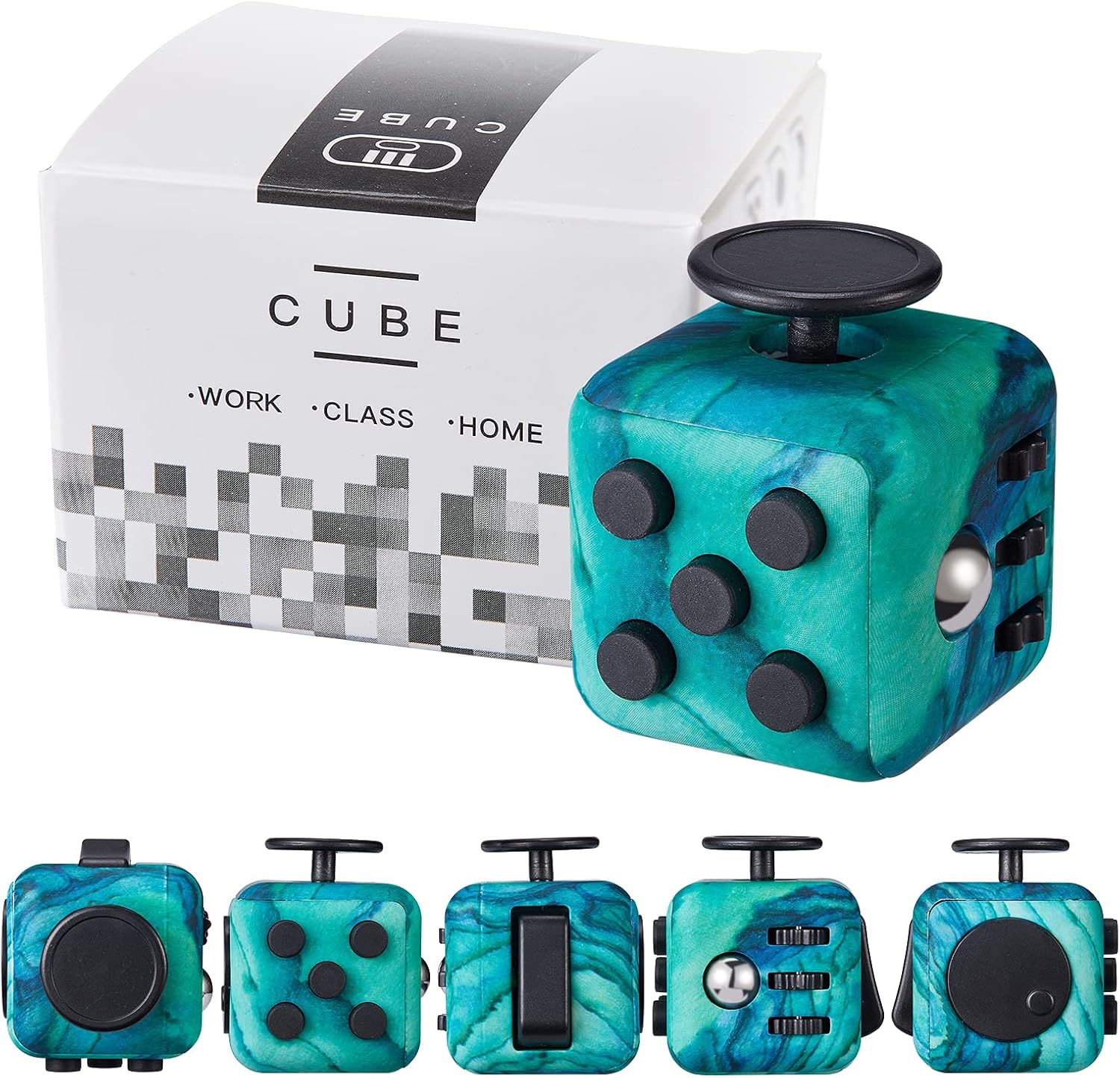 Yetech Green Fidget Toy Cube Toy ADHD Stress Anxiety Relief Toy With 6 Different Functions Killing Time Finger Toy Office Classroom Toy Gift for Adults And Children
