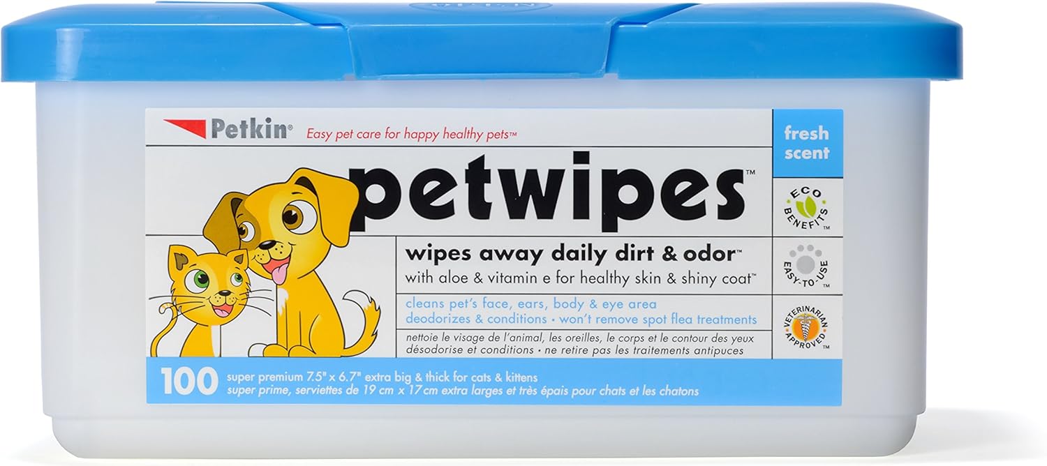 Petkin Pet Wipes, Pack of 100