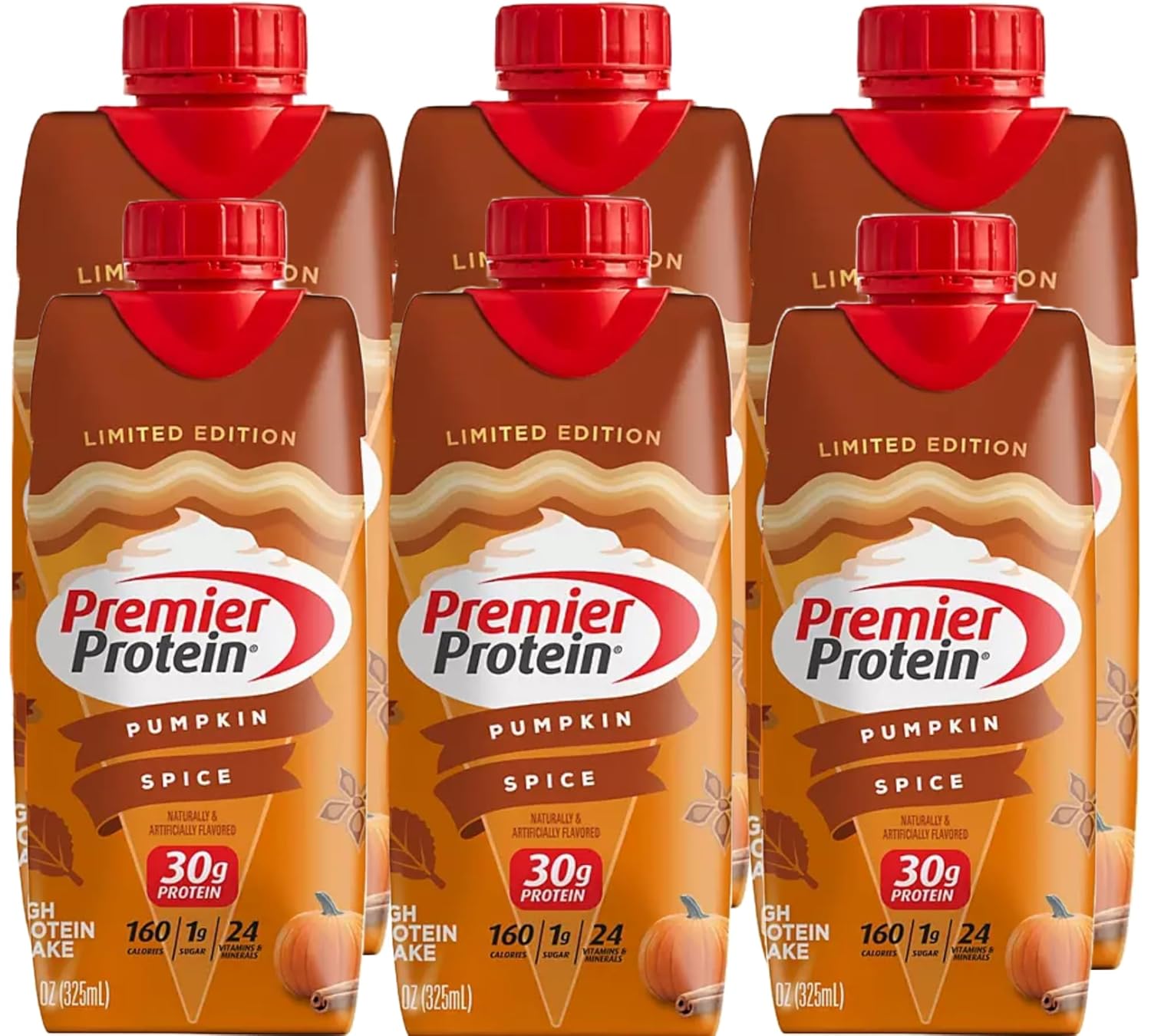 Protein Shake| Variety Pack of Protein Shakes Pumpkin Spice, Root Beer, Chocolate, Vanilla, Caramel, Cafe Latte, Strawberries |30g Protein, 1g Sugar, 24 Vitamins & Minerals, Nutrients to Support Immune Health| Plus BETRULIGHT Fridge Decal - 11 Fl Oz (Pack of 6) (Pumpkin Spice)