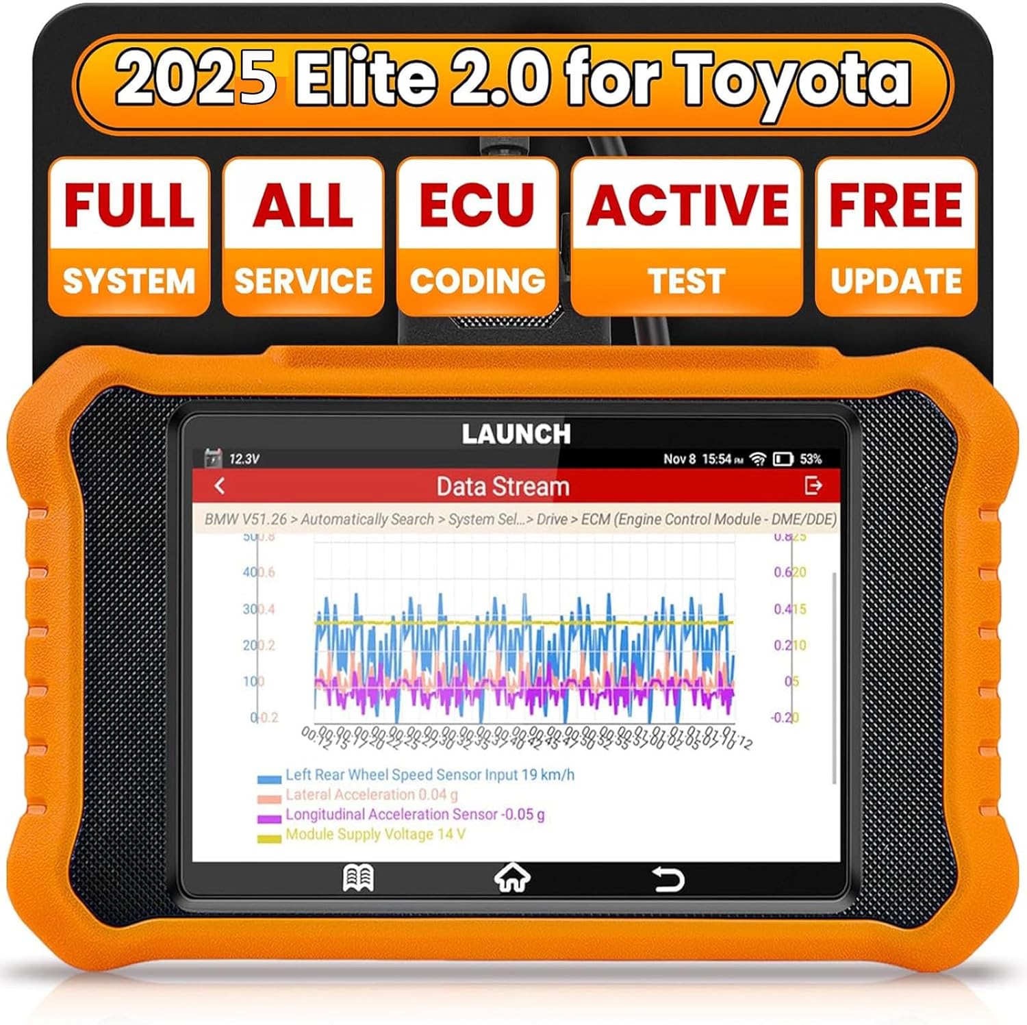 2025 LAUNCH Creader Elite V2.0 fit for Toyota Lexus Bi-Directional Scan Tool, Full System OBD2 Scanner, All Reset Service Code Reader, AUTOVIN, ECU Coding, Battery Registration, Lifetime Free Update