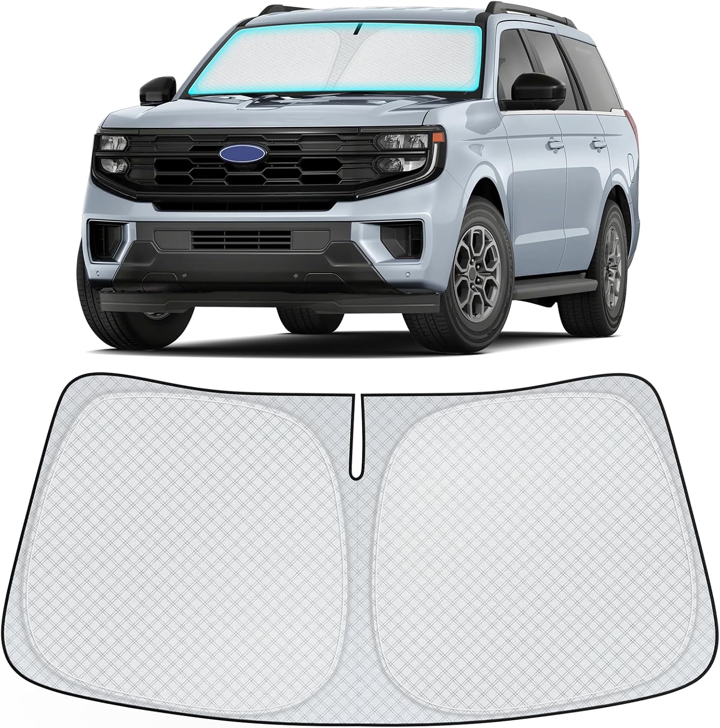 INSAUTO Windshield Sun Shade for 2018-2024 2025 Ford Expedition Accessories, [Upgraded 7-Layer Protection], Foldable Front Windshield Sunshade, Block Out UV Rays & Heat, Keep Car Cool