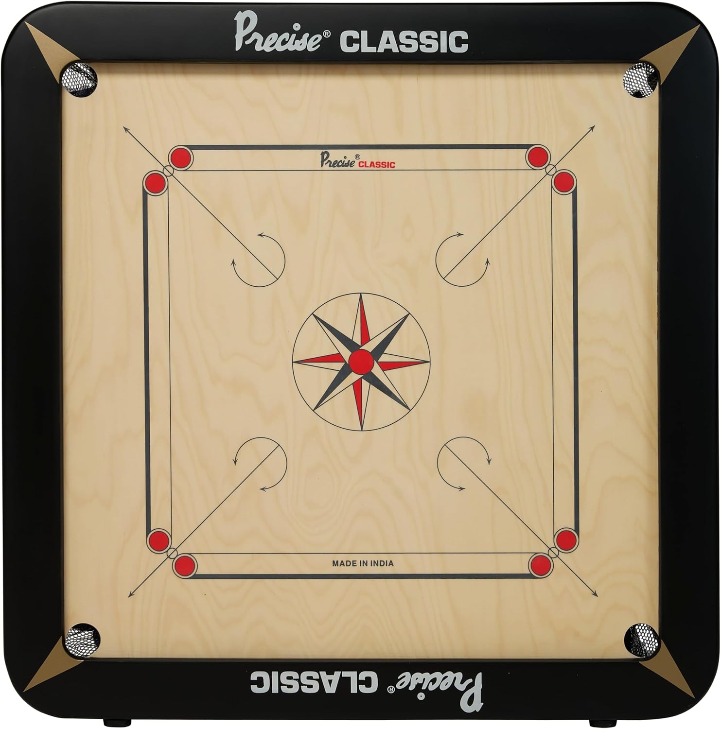 Tabakh Finest 24mm Carrom Board with Coins, Striker, and Powder by Precise