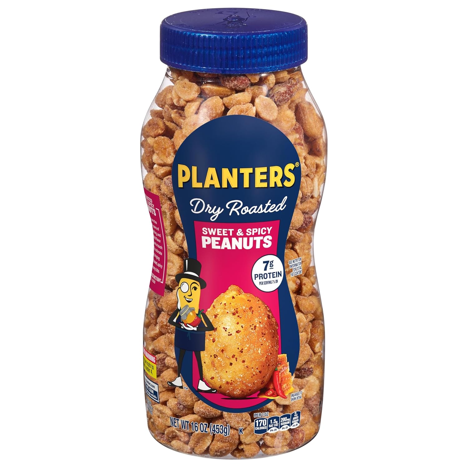 PLANTERS Sweet & Spicy Peanuts, Plant Based Protein Snacks, 16 Oz (1 Ct)