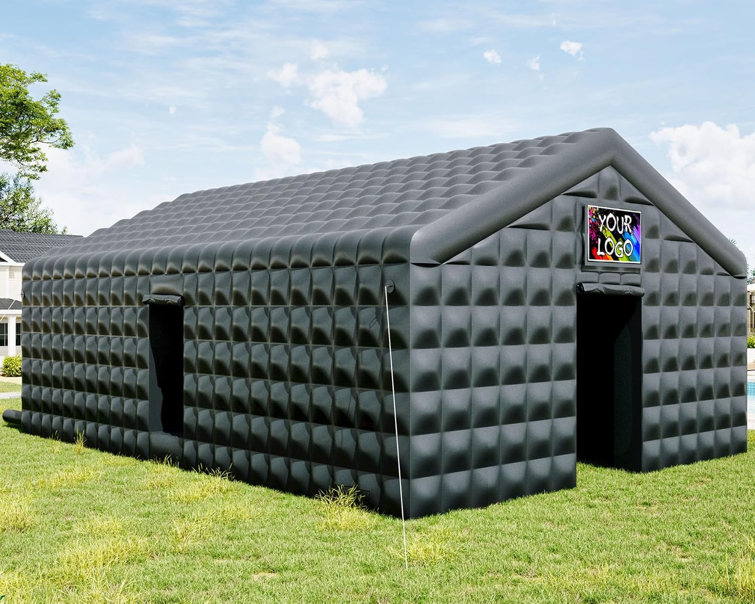 Albott 30x20x14 FT Large Inflatable Nightclub Tent for Adults, Black Portable Inflatable Night Club Gazebo with Dual Side Doors & Logo Area for Wedding, Birthday, Backyard Events