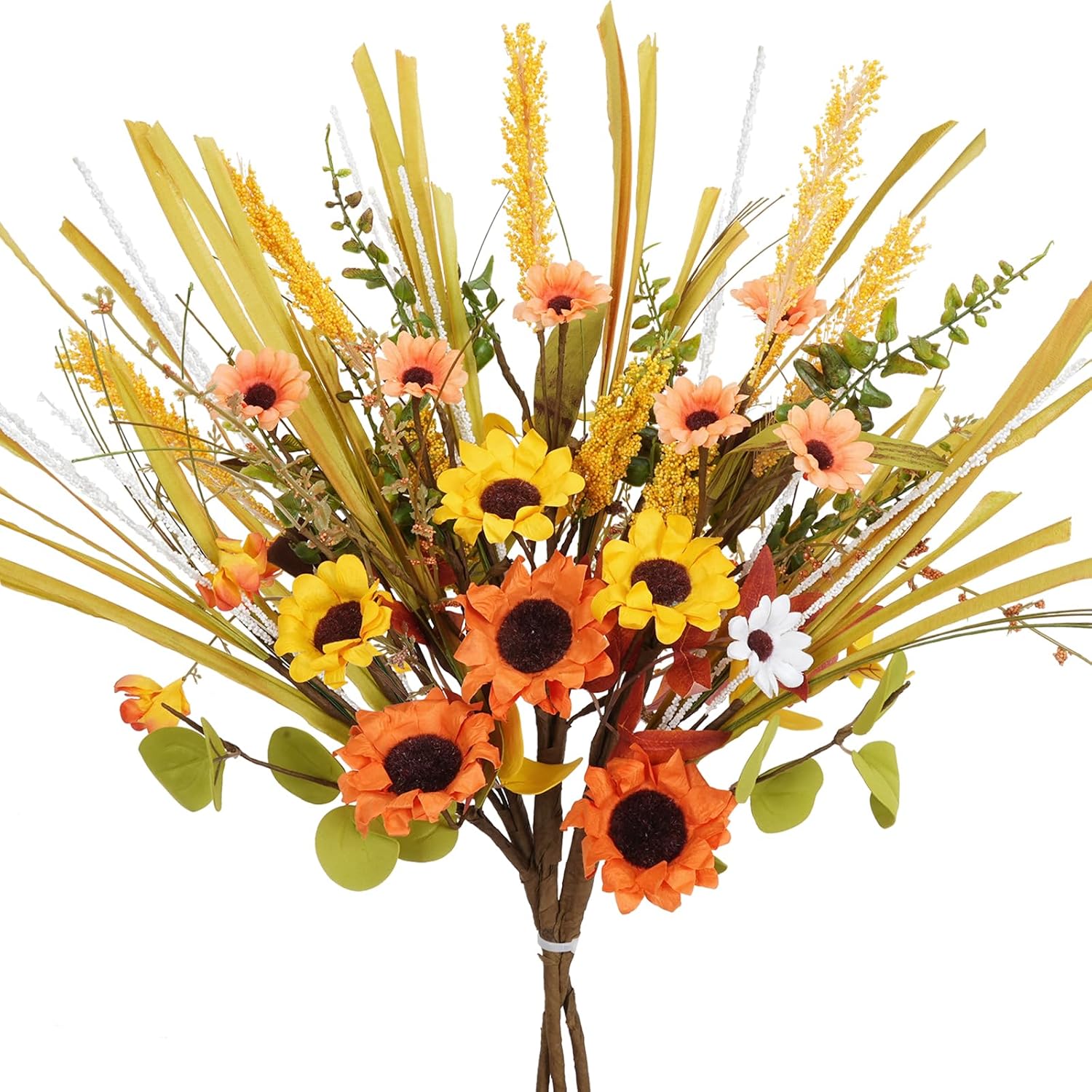 GTIDEA 20.8" Fall Flowers Artificial Silk Mums Fake Daisy Faux Orange Flowers Autumn Flowers Arrangement for Home Kitchen Wedding Floral Party Vase Decor (3 Pcs)