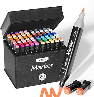 M&G 80 Alcohol Markers，80-Color Double Tipped Art Marker Set for Artist Adults Coloring Sketching Drawing Alcohol Based Ink Dual Tips Drawing Painting Art Supplies, present for Artists
