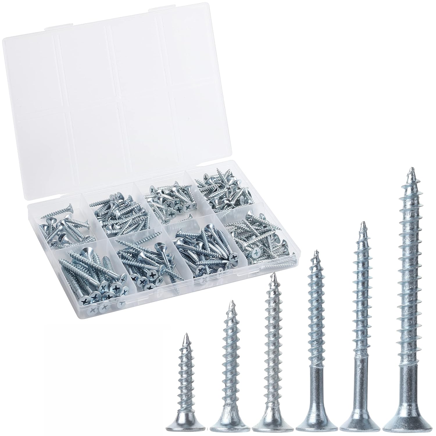 Mr. Pen- Wood Screws Assortment Kit, 152 pcs, Silver, Phillips Tips, Assorted Wood Screws, 6 Sizes (2”, 1-1/2”, 1-1/4”, 1”, 3/4”, 1/2”)