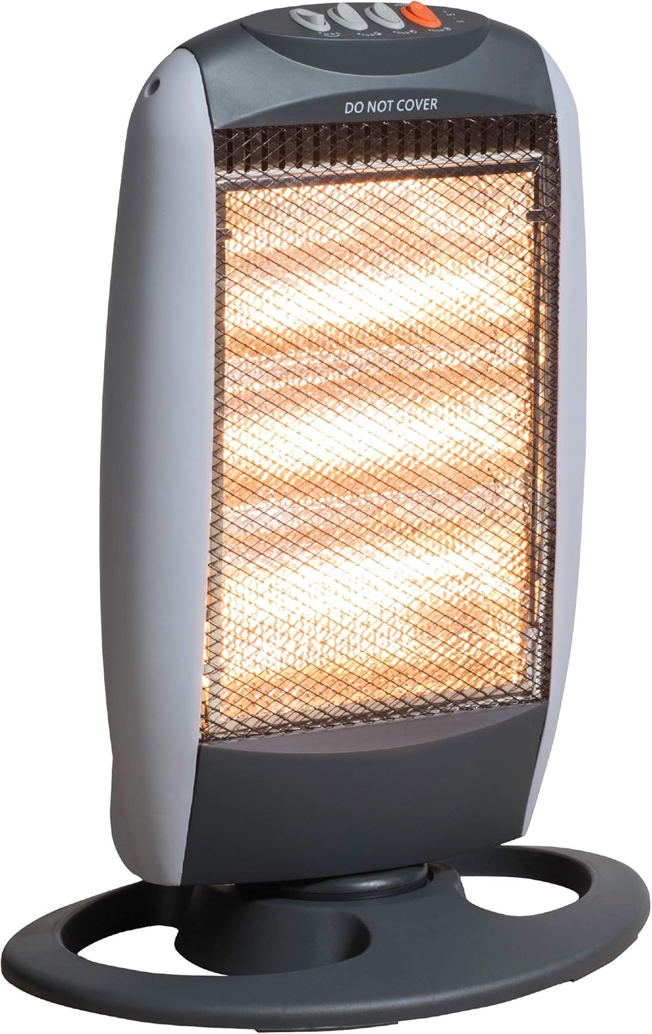 Daewoo Portable Oscillating Halogen Heater | 75 Degrees Oscillation | 3 Heat Settings | Tip Over Cut-Out | Instant Heat Glow | Ideal For Homes And Offices | 1200W - Black/Grey HEA1416