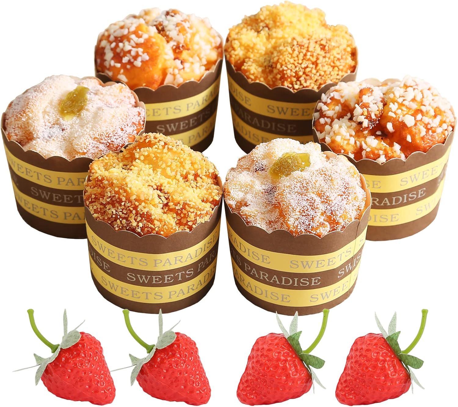 Fake Cupcakes, Artificial Cupcakes for Display, Realistic Fake Food, Artificial Cake Fake Desserts Pastries for Decoration, Decorative Faux Cakes Set A 6 Pack