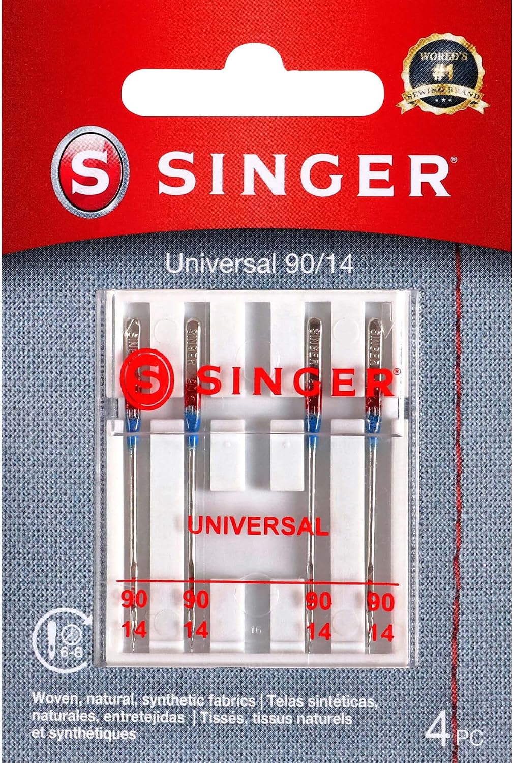 SINGER 4723 Universal Regular Point Sewing Machine Needles, Size 90/14, 4-Count
