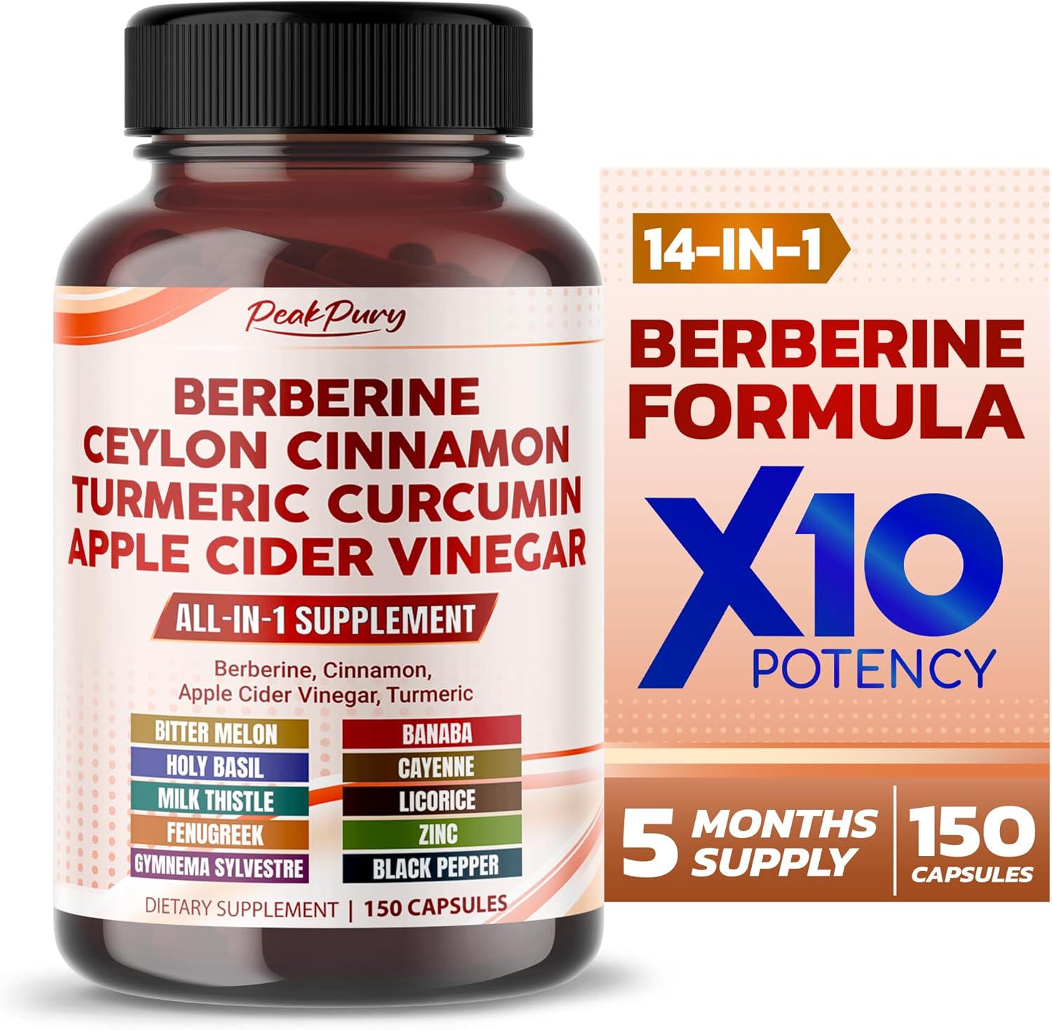 Berberine Cinnamon Apple Cider Vinegar Turmeric - Overall Wellness Support- Made in USA