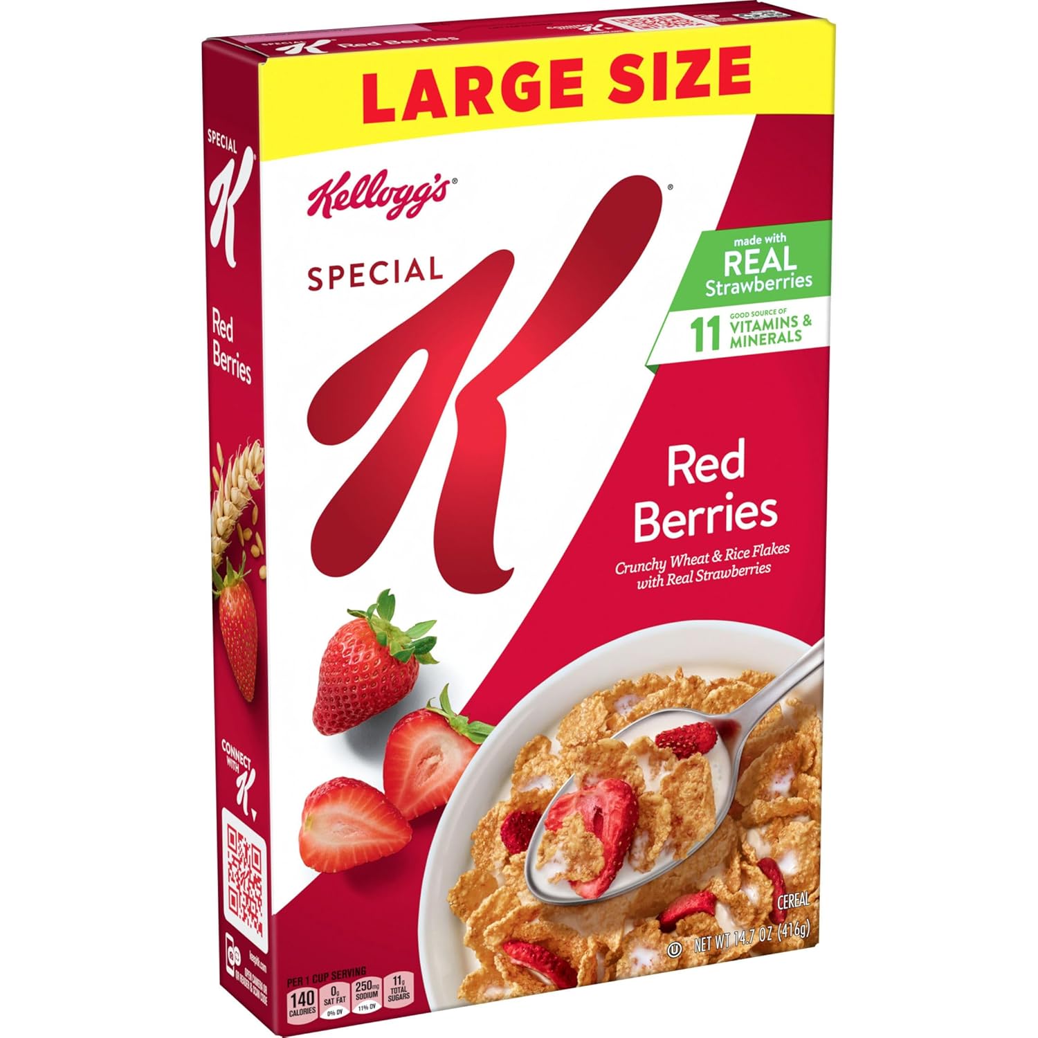 Kellogg's Special K Breakfast Cereal, Family Breakfast, Fiber Cereal, Large Size, Red Berries, 14.7oz Box (1 Box)