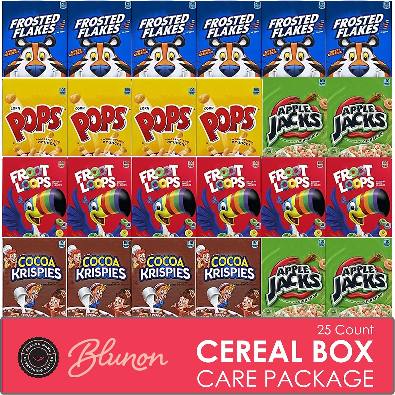 Mini Cereal Boxes Variety Pack - Single Serve Breakfast Cereal Assortment - Care Package Gift Box (25 Count)