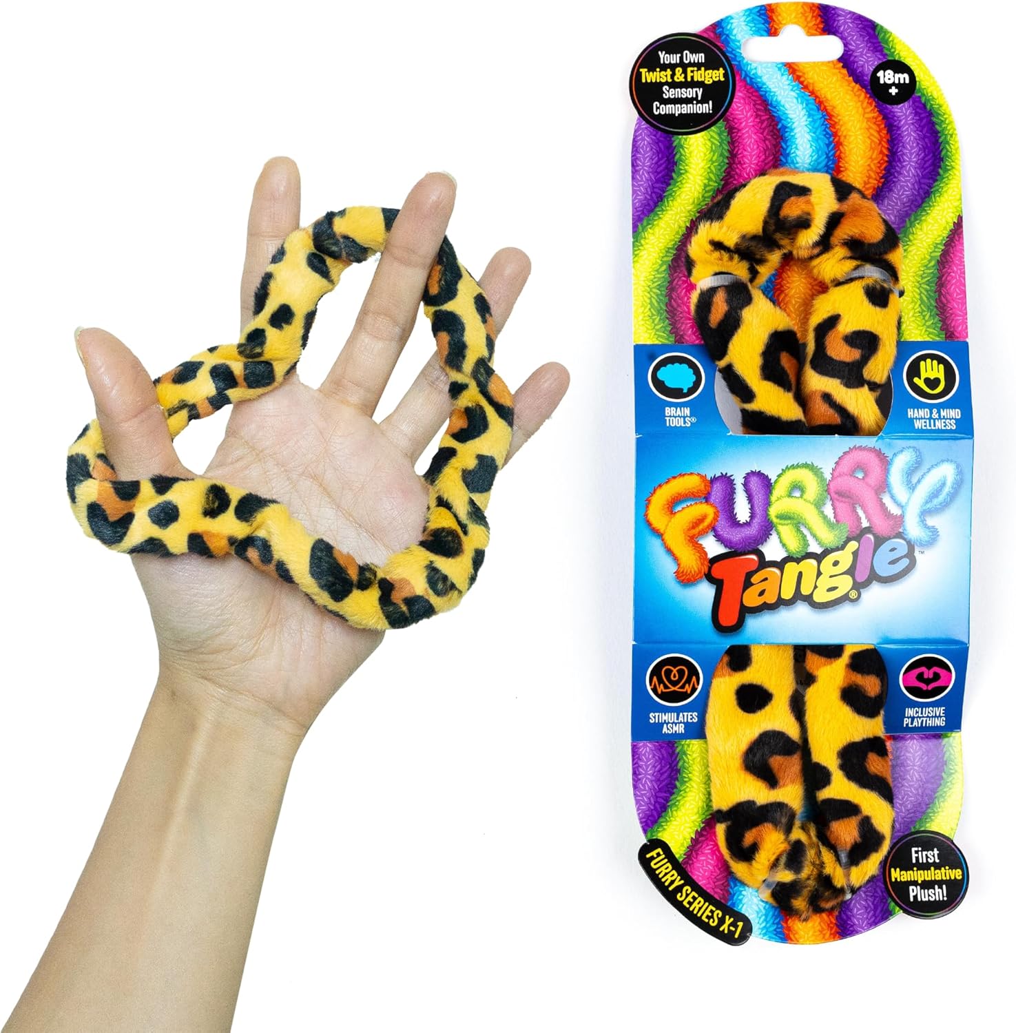 Tangle Furry Fidgets - New! Leopard Print - Plush Tangle Fidget Toy - Soft Colorful Plush Materials That Will Please Sensory Toy Lovers - Take Your Furry Fidget with You Everywhere!