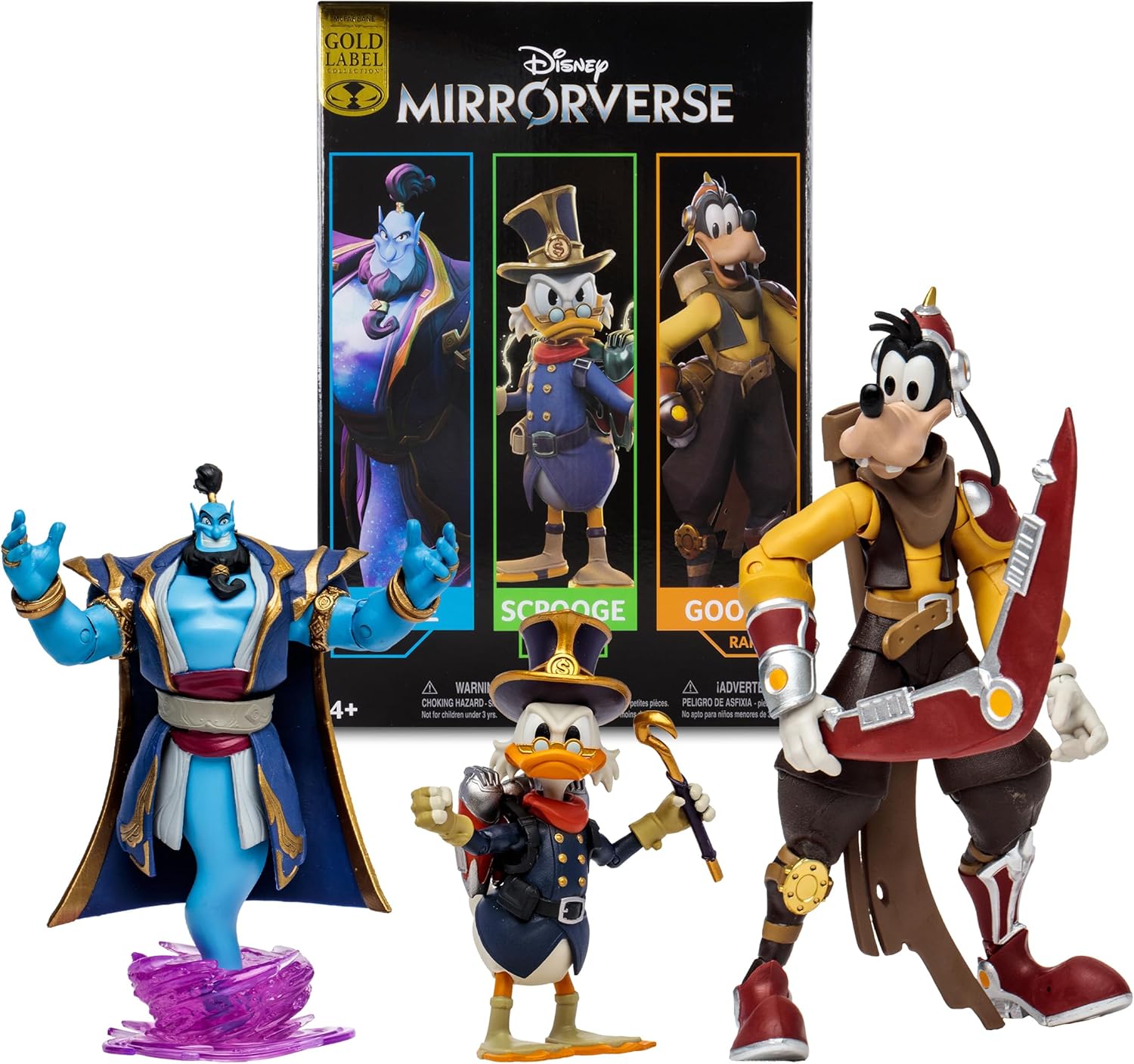 McFarlane Toys - Disney Mirrorverse Genie 5in Scrooge McDuck 5in and Goofy 7in, Action Figure 3pk, Gold Label, Amazon Exclusive