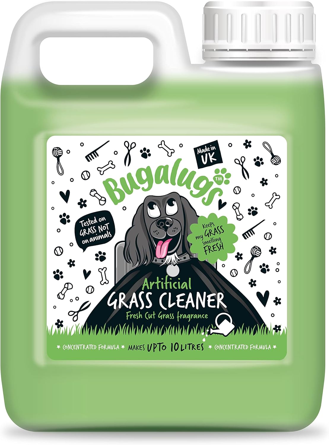 BUGALUGS Artificial Grass Cleaner - Dog Safe, Pet Disinfectant & Lawn Deodoriser - Puppy Urine Cleaner & Odour Eliminator - 1L Super Concentrate - Made in UK Cruelty Free (Fresh Cut Grass 1L)