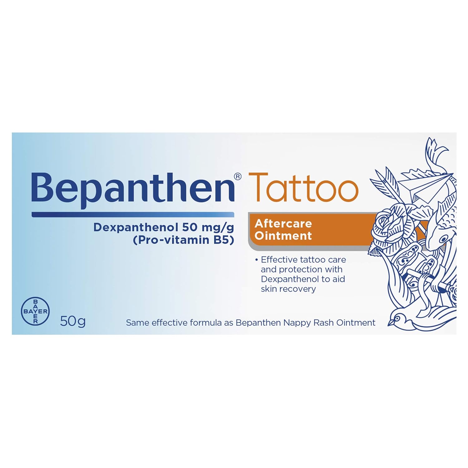 Bepanthen Tattoo Aftercare Ointment – Dermatologically Tested Healing and Protective Balm – 50g