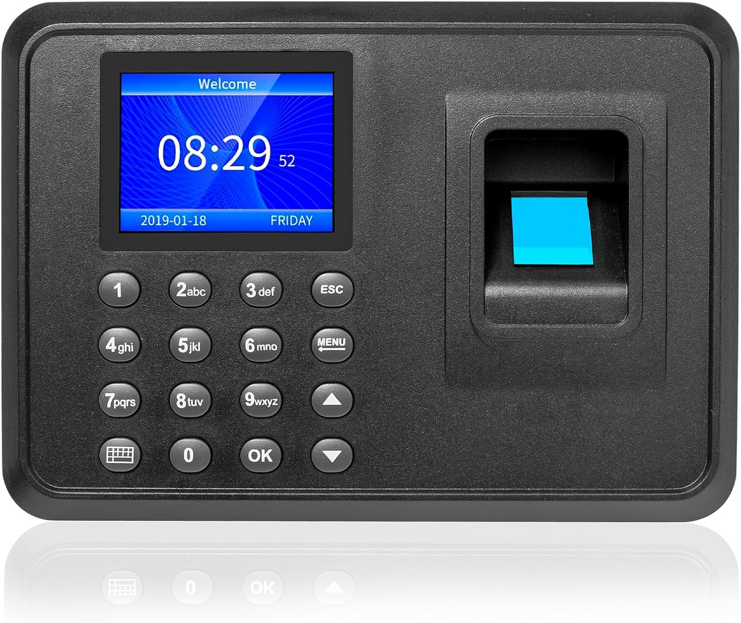 Office Fingerprint Time Clock, Fingerprint Attendance Machine Supports Multi-Language and Data Transfer, Quick and Accurate Time Punch Clocks for Employees Small Business, Black