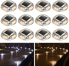 AGPTEK Solar Driveway Lights Outdoor 12 Pack, 2 Color Modes LED Deck Dock Marine Waterproof Driveway Marker Lights for Step Sidewalk Stair Garden Pathway Walkway Yard (Warm White/Cool White)