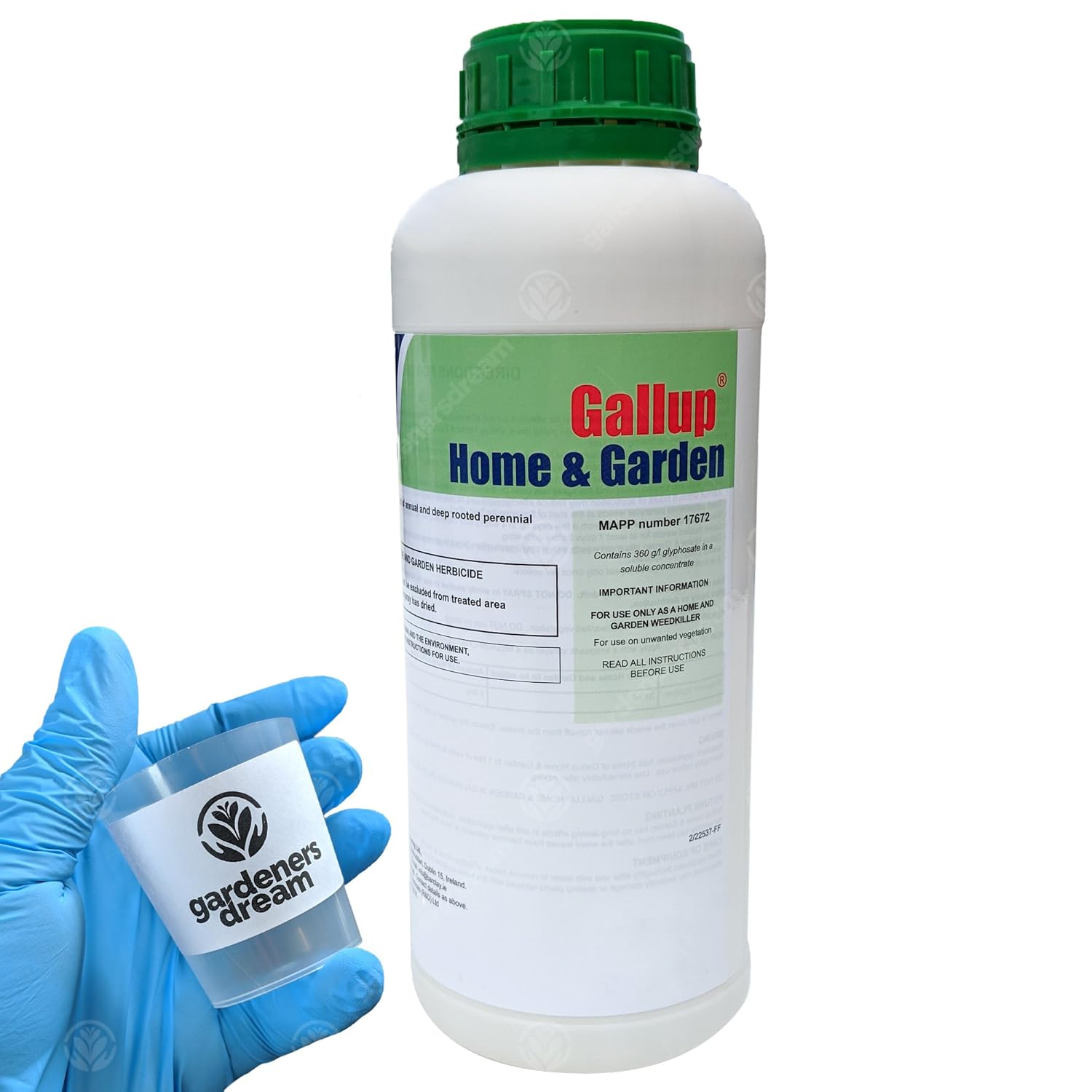 Gallup Home & Garden Glyphosate Weedkiller 1L + Free GardenersDream Cup & Gloves