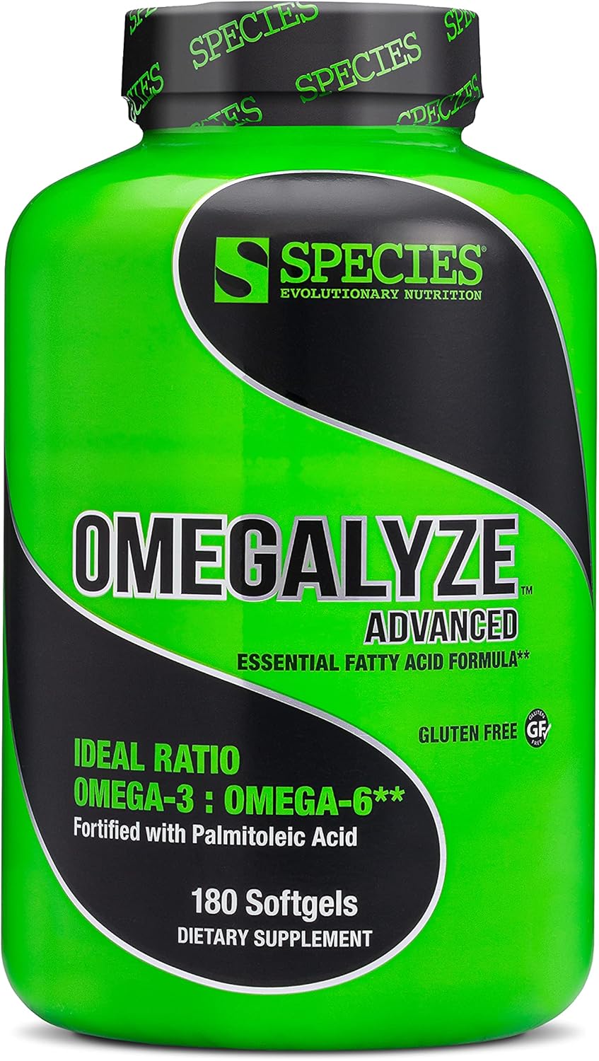 Species Nutrition Omegalyze Support Supplements, Essential Fatty Acid Formula, Supplement to Help Maximize Recovery, Omega 3,6 and 7 Formula,180 Capsules