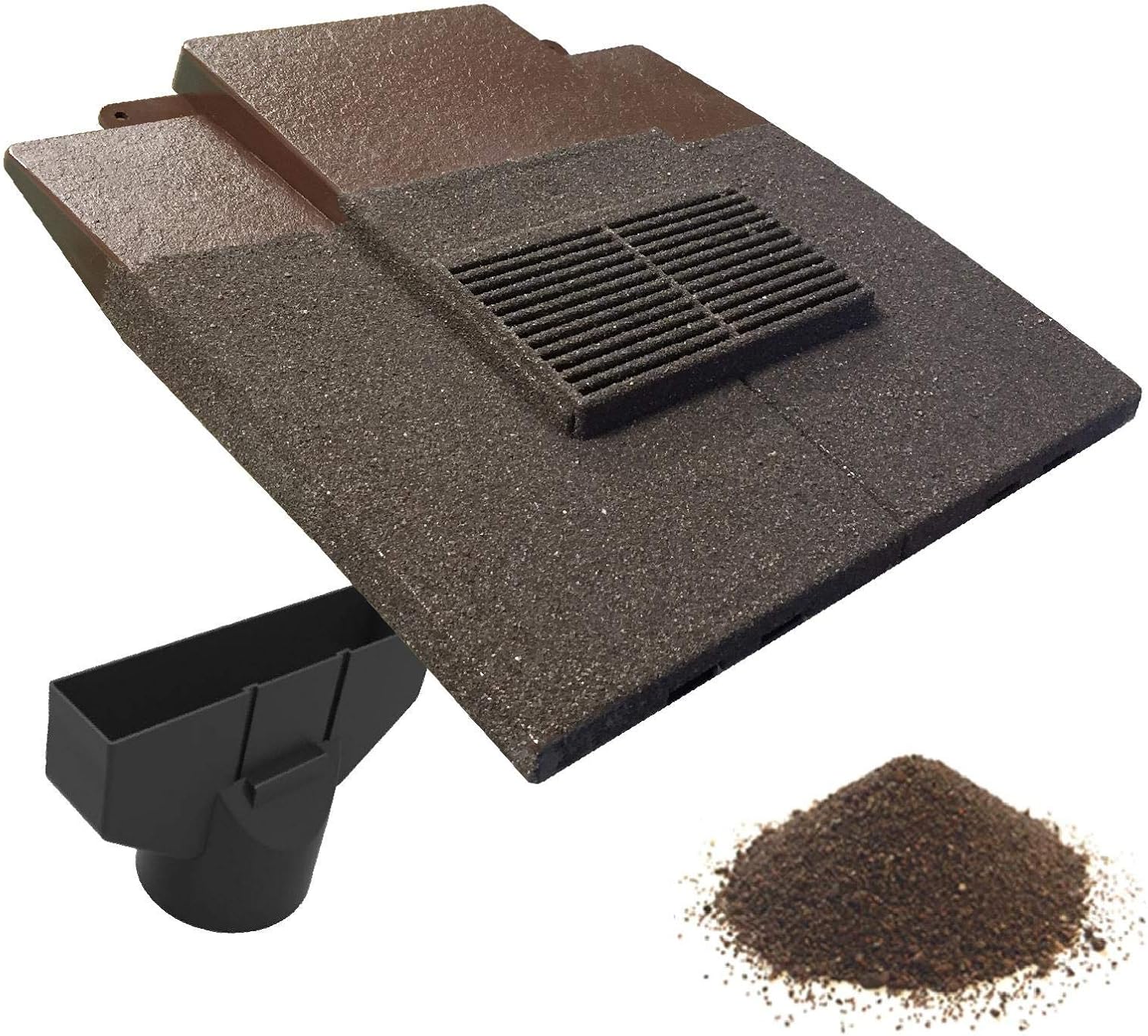 Granulated Antique Brown Plain in-line Roof Tile Ventilator & Pipe Adapter