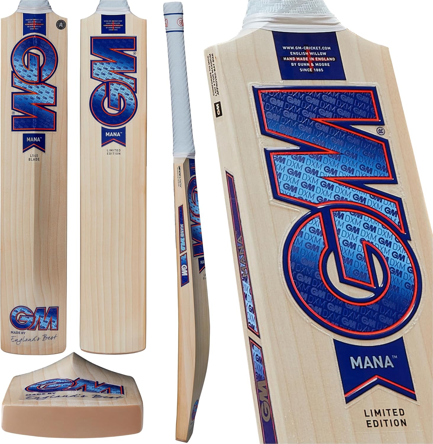 Gunn & Moore GM Cricket Bat | Mana | English Willow | DXM, ToeTek and NOW! | Available in Various Grades & Sizes 3 to Full Size