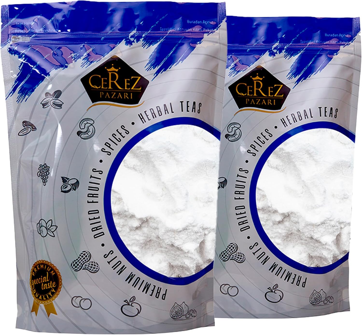 Cerez Pazari Cornflour, Corn Starch (Maize Flour) 907g x 2 Packs Airtight Bulk Resealable Bag | Natural All Purpose Gluten Free Flour Thickener for Soups & Baking, Vegan Cake Flour