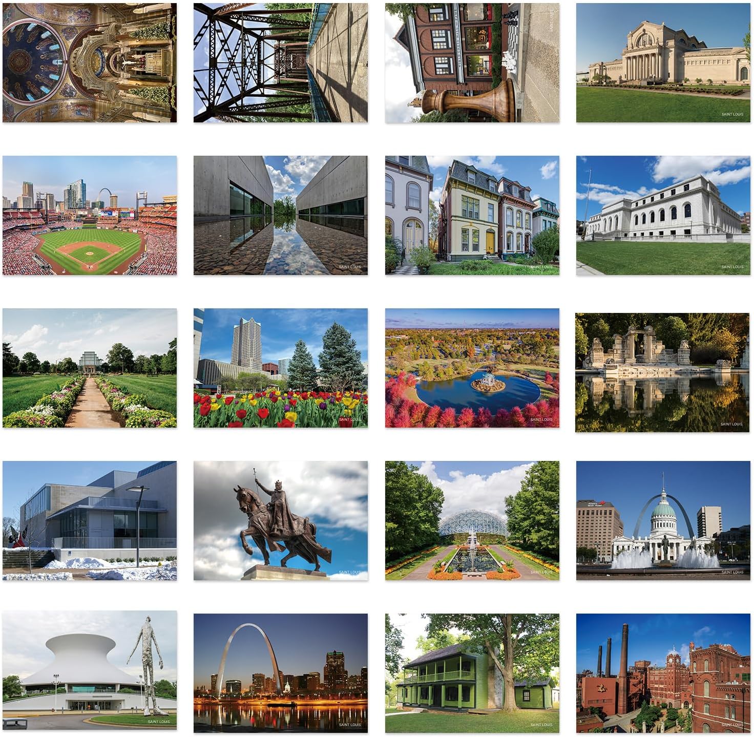 xtvinvm US City Saint Louis Missouri Travel Postcards from Around the World Vintage Postcard Pack for Mailing Business Christmas Holiday Birthday Postcards with Mailing Side Set of 20