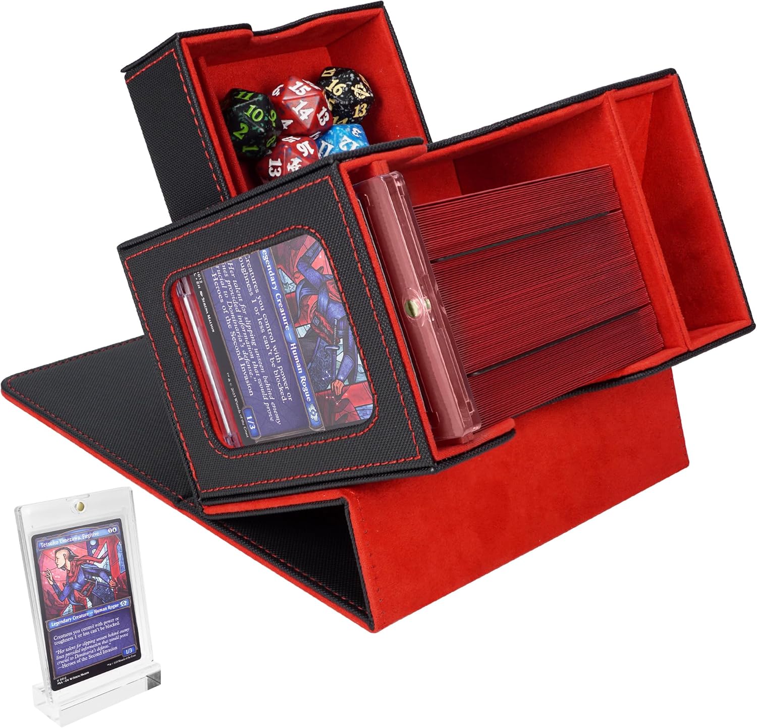 AFIING Card Storage Box For Trading Cards,120+ MTG Deck Box, Storage Box With Tray box, Fits For Magic Game Cards