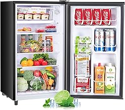 Upgraded Mini Fridge for Bedroom 3.2 Cu.Ft Small Refrigerator with Freezer for Dorm Office, Compact Single Door Adjustable Thermostat Low Noise, 17.5" D x 17.7" W x 31.5" H, Black