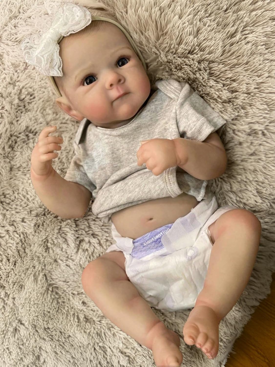 Pinky Reborn Baby Dolls Cute 18 inch 45 CM Full Body Vinyl Silicone Baby Doll Girl with Hand Painted Hair Realistic Reborn Dolls with Anatomically Correct