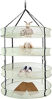 iPower 4-Tier Foldable Collapsible Mesh Clothes Hanging Dryer Drying Rack, Lay fold Flat Dry Hanger for Laundry, Sweater, Swimsuit, Underwear and Toys
