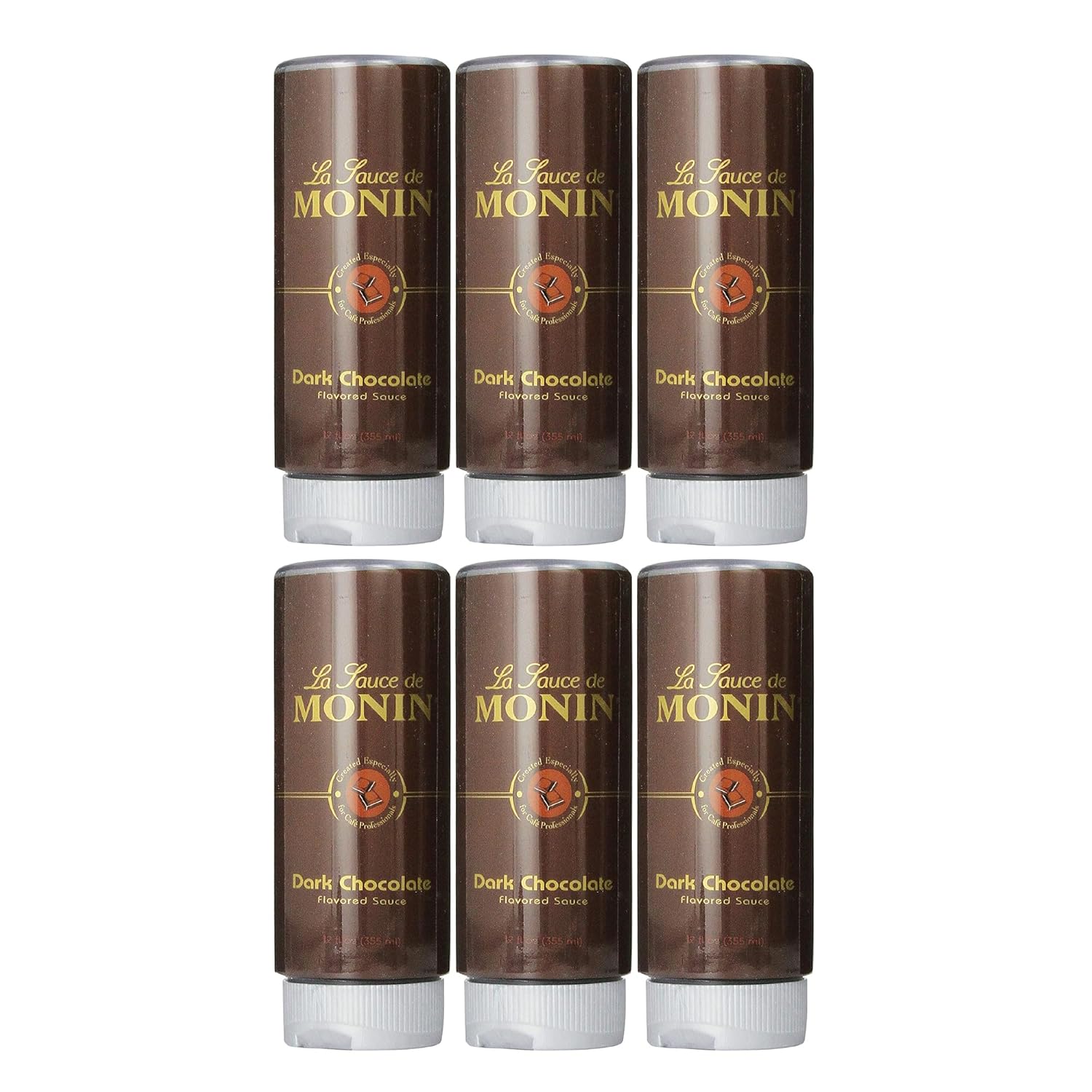 Monin - Dark Chocolate Sauce, Velvety and Rich, Great for Desserts, Coffee, and Snacks, Gluten-Free (12 Ounce, 6-Pack)