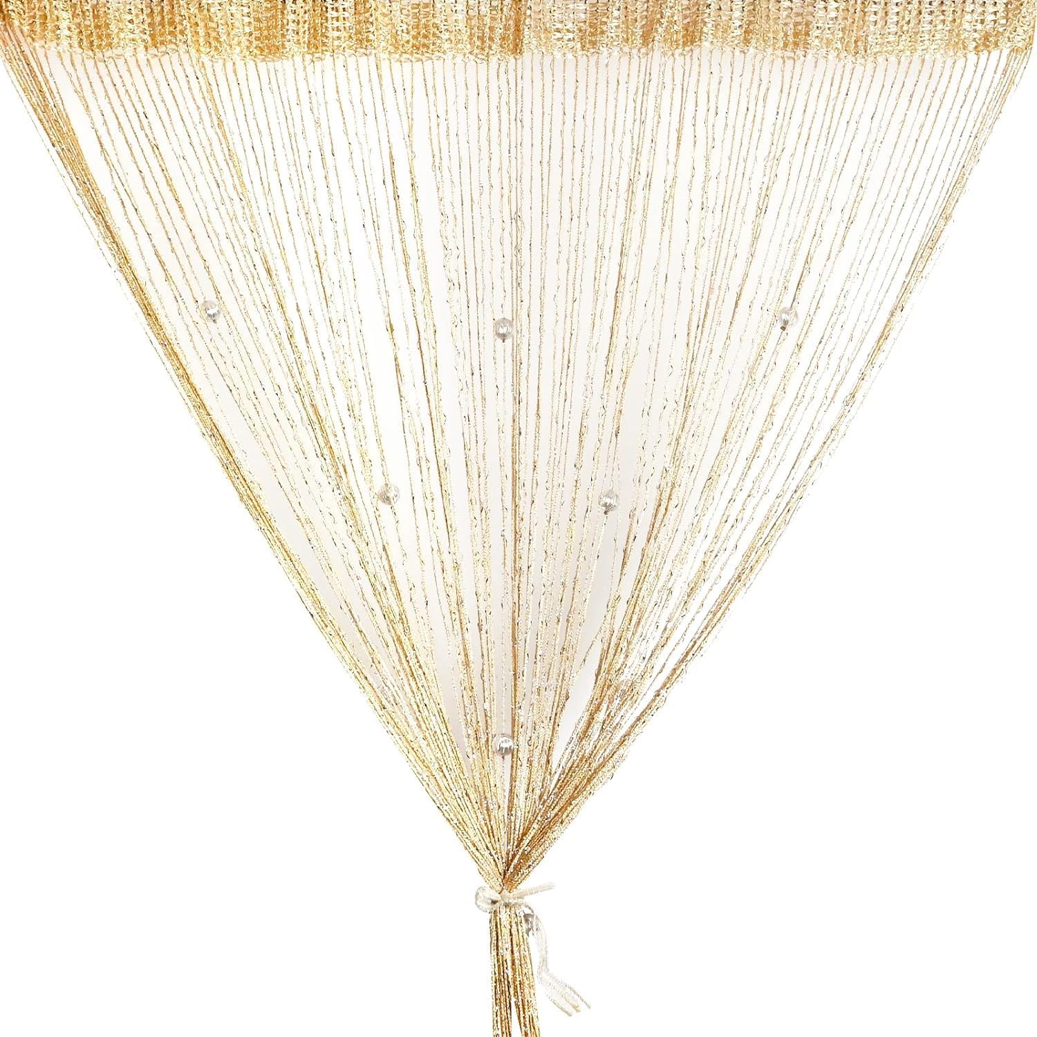 String Curtain Panel,Glitter Door Wall Window Doorways Panel Fly Screen Fringe Room Divider Blinds,Decorative Tassel Ribbon Strip Silver Screen for Living room,Bedroom,Party Events (Champagne)